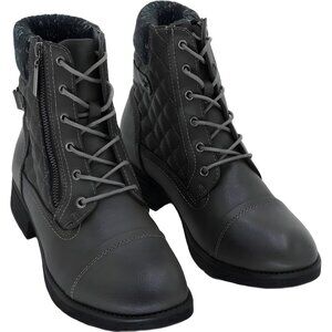 Combat Ankle Boots Chunky Heel Side Zipper Lace-Up Women's US 10M